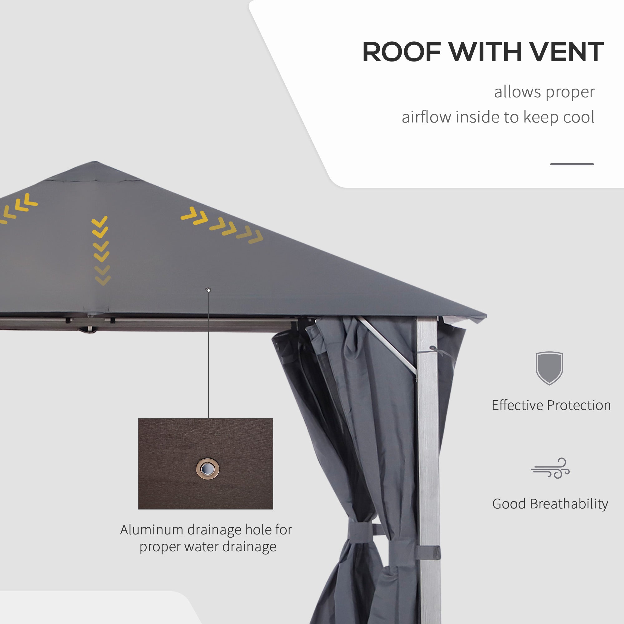 10' x 10' Patio Gazebo, Outdoor Gazebo Canopy Shelter with Netting & Curtains, Vented Roof, for Garden, Lawn, Backyard and Deck, Dark Gray