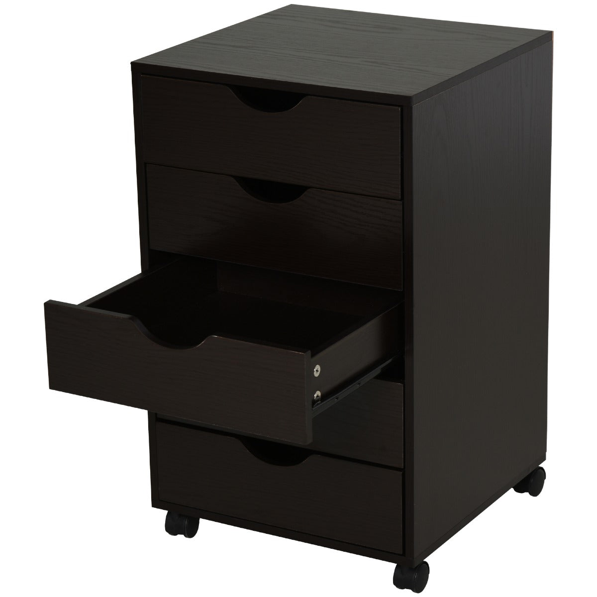 5 Drawer File Cabinet Storage Organizer Filing Cabinet with Nordic Minimalist Modern Style & Wheels, Brown
