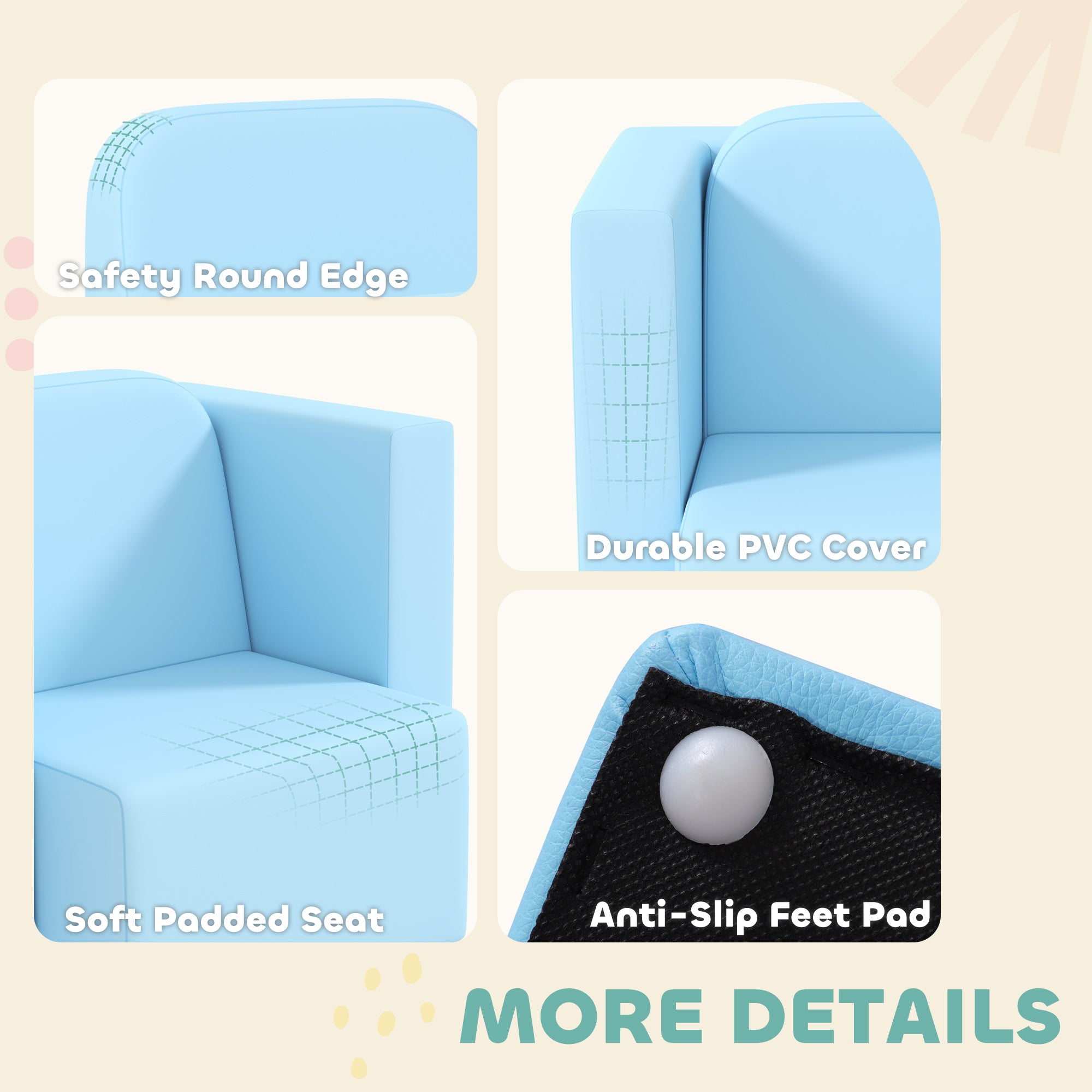 2-in-1 Convertible Table and Chair Set for Boys Girls for Boys Girls, Light Blue