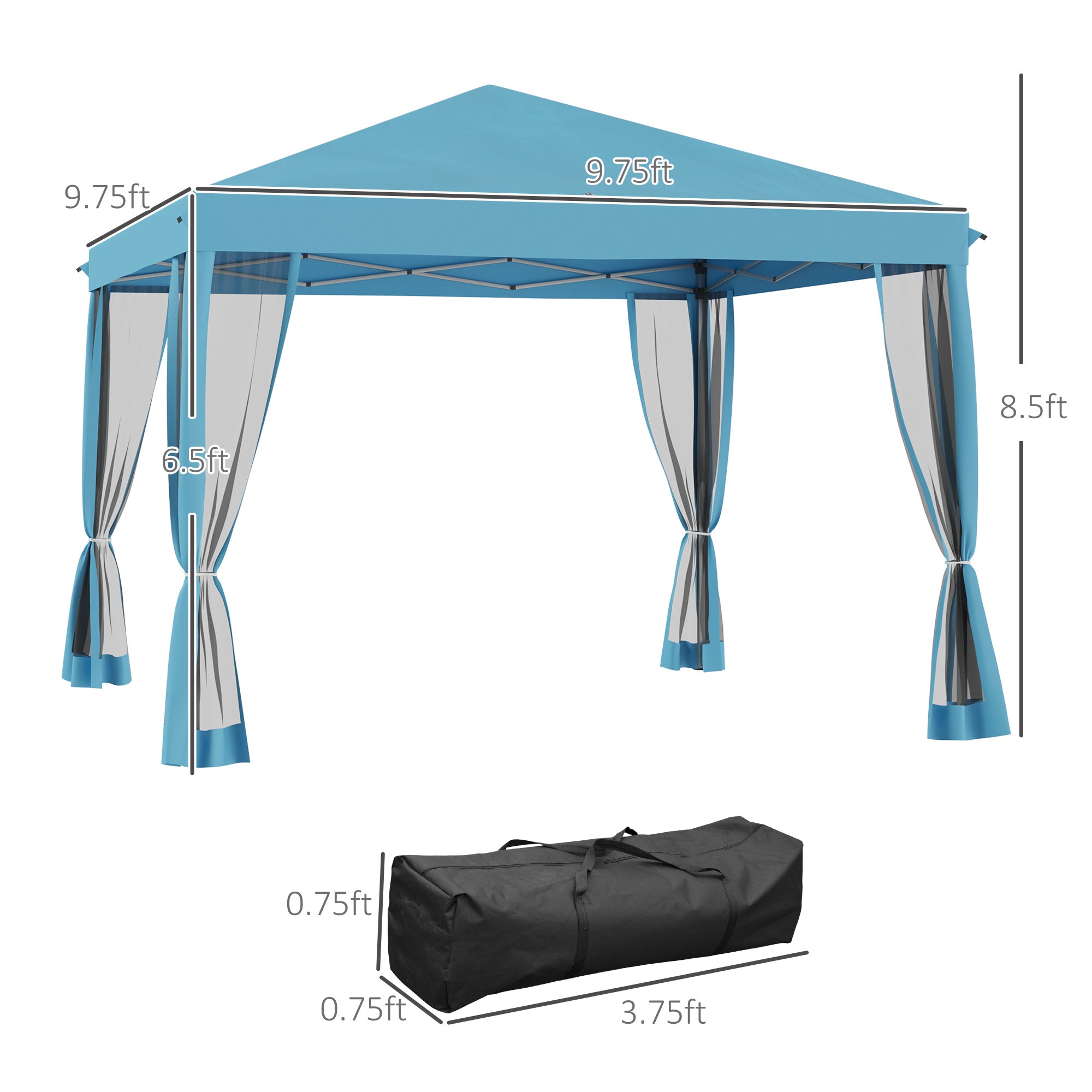 10 x 10 Pop Up Canopy Tent, Outdoor Patio Gazebo with Netting, Carry Bag Included