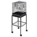 45-inch Metal Indoor Bird Cage, Parrot Cage, Bird Aviary with Detachable Rolling Stand, Storage Basket, and Accessories - Black