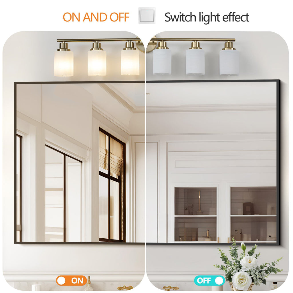 38.5" Modern 6-Light Vanity Wall Sconce with Frosted Glass Shades, Golden Finish, Easy Installation, 38.5" L x 6.5" W x 10" H, Gold