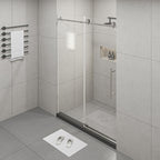 Frameless Shower Door with Stainless Steel Hardware, Support Bar, Bathroom Door with Waterproof Seals, 60" L x 0.5" W x 76" H, Brushed Nickel