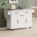 Kitchen Island with Trash Can Storage, Drop Leaf, Spice and Towel Rack, Adjustable Shelf, Utility Cart on Wheels, 51" L x 31.5" W x 35" H, White
