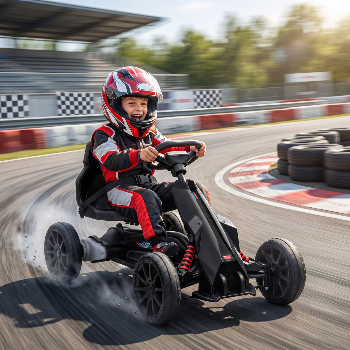 12V Electric Go Kart for Kids, Ride On Toy with EVA Tires, 2 Speeds, Adjustable Seat, Safety Belt for 3-8 Years, Black