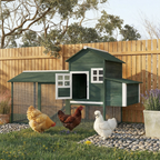 84" Wooden Chicken Coop, Hen House Outdoor with Run Nesting Box, Asphalt Roof, Removable Tray, Ramp, Poultry Cage for 2-3 Chickens, Green