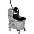 9.5 Gallon (38 Quart) Mop Bucket with Wringer Cleaning Cart, 4 Moving Wheels, Mop-Handle Holder & 2 Separate Buckets, Gray