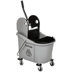 9.5 Gallon (38 Quart) Mop Bucket with Wringer Cleaning Cart, 4 Moving Wheels, Mop-Handle Holder & 2 Separate Buckets, Gray