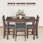 5-Piece Solid Wood Dining Table Set for 4, Farmhouse Kitchen Table with Upholstered Chairs for Dining Room, Walnut