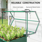 Elevated Garden Box with Greenhouse Cover, Raised Garden Bed with Legs and Drainage Hole for Vegetables, Green