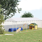 20' x 7.5' x 6.5' Dog Kennel Outdoor for Small Medium Large Dogs with Waterproof Roof, Silver