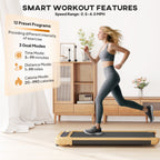 Walking Pad, Under Desk Treadmill with 17" x 43" Wide Belt, Remote Control, Bluetooth Speaker, Wheels and LED Display