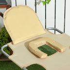 Tanning Chair with Face Hole, 5-Level Adjustable Outdoor Chaise Lounge Chair with Pillow for Beach, Pool, Beige