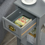 2-Tier Tall Side Table, Nightstand End Table w/ Drawer & Bottom Shelf for Living Room, Bedroom, Gray