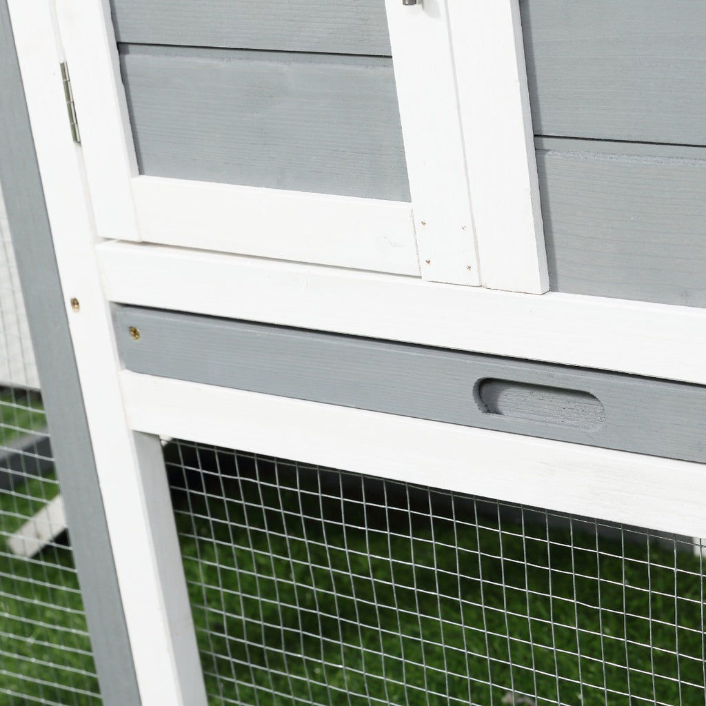 Indoor Rabbit Enclosure, 48" Weatherproof Wooden Rabbit Hutch, with Slanted Asphalt Roof & Fun Outdoor Run for Bunnies & Ferrets - Gray