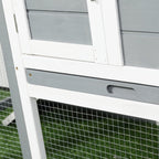 Indoor Rabbit Enclosure, 48" Weatherproof Wooden Rabbit Hutch, with Slanted Asphalt Roof & Fun Outdoor Run for Bunnies & Ferrets - Gray