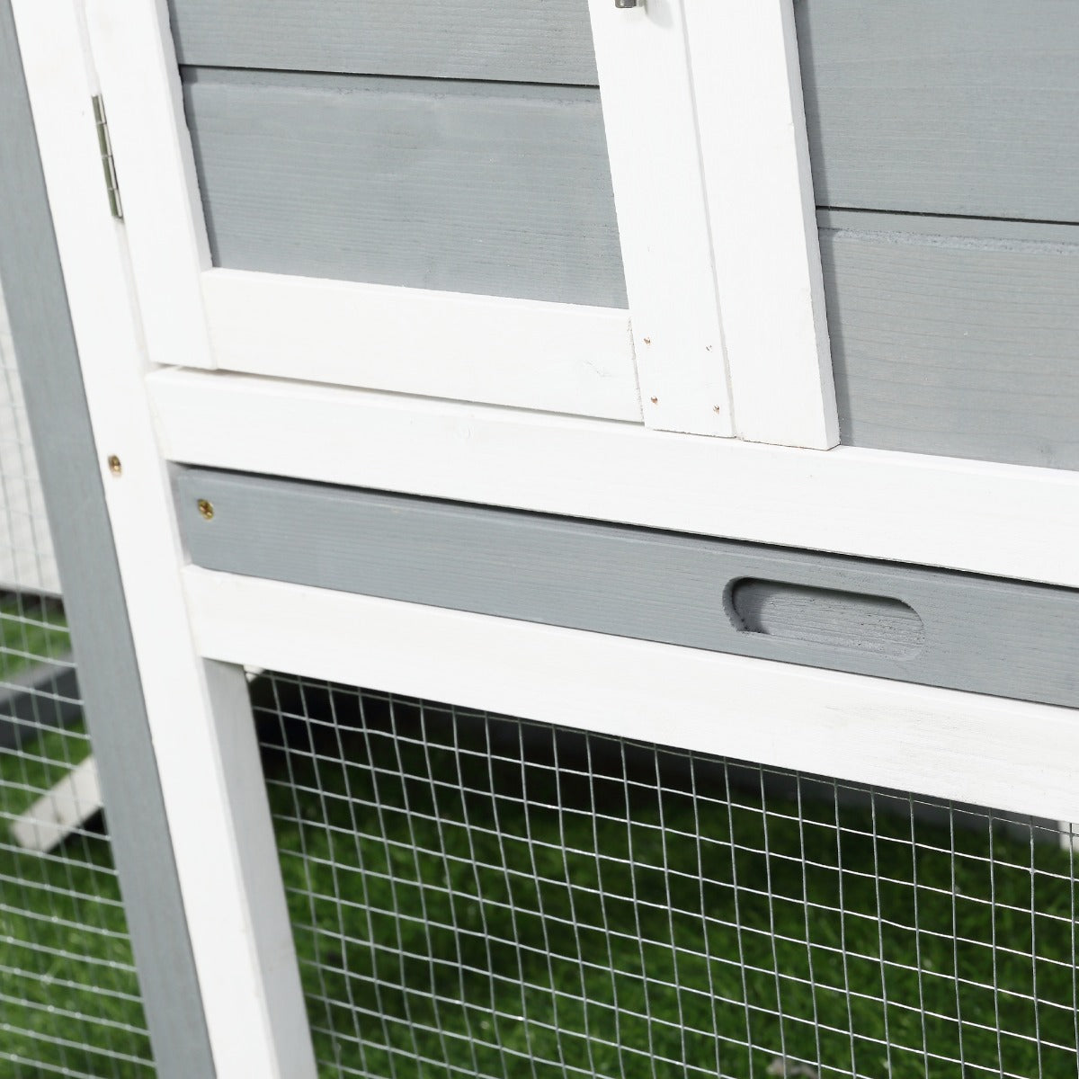 Indoor Rabbit Enclosure, 48" Weatherproof Wooden Rabbit Hutch, with Slanted Asphalt Roof & Fun Outdoor Run for Bunnies & Ferrets - Gray