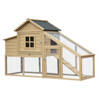 69" Wooden Chicken Coop, Poultry Cage Hen House with Connecting Ramp, Tray, Ventilated Window and Nesting Box