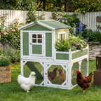 49" Small Chicken Coop Hen House with Garden Space, Chicken House Outdoor Run Cage with Weather Protection, 2-4 Birds, Green
