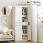 Modern Kitchen Pantry Freestanding Cabinet Cupboard with Doors and Drawer, Adjustable Shelving, White