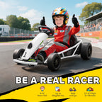 24V Electric Go Kart for Kids, Drift Ride-On Racing Go Kart with 2 Speeds, for Boys Girls Aged 8-12 Years Old, White