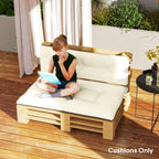 2 Seater Pallet Cushions Outdoor 3.9" Thick Replacement Cushions - Tufted Design for Garden, Patio, Cream White