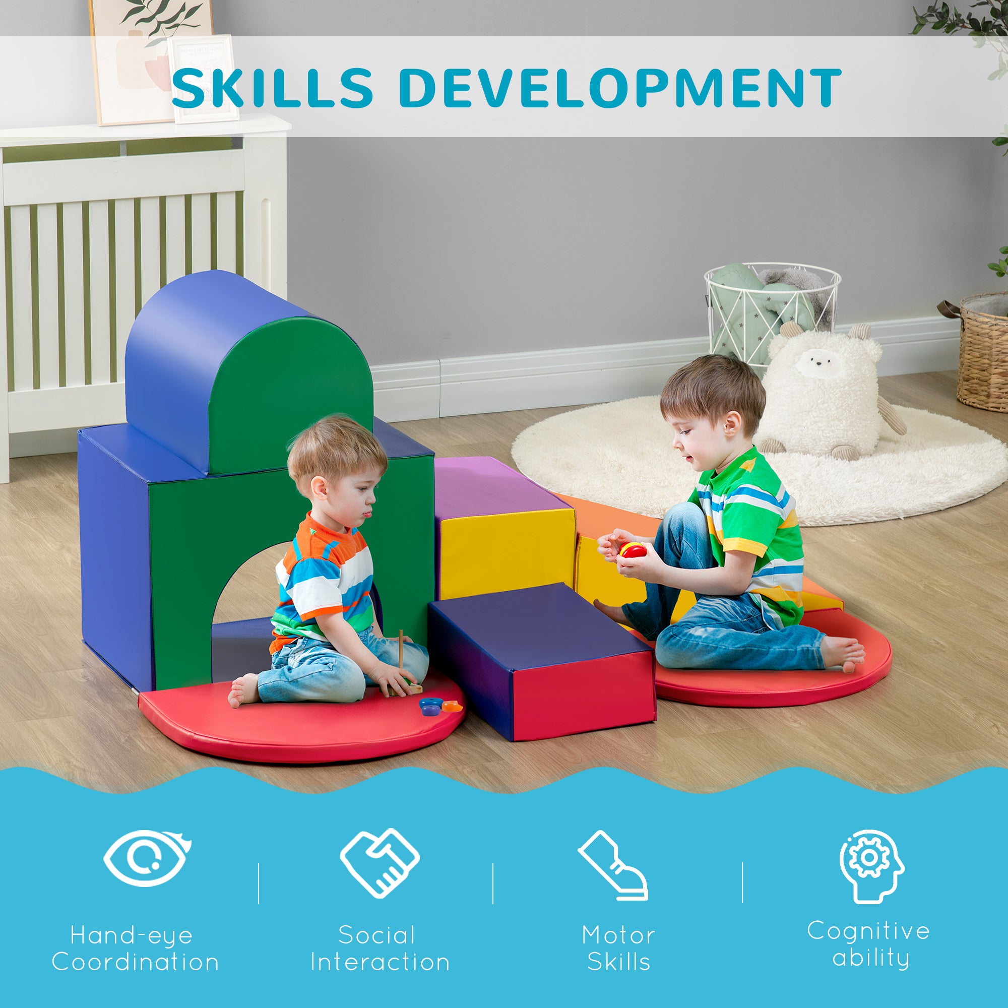 7-Piece Rearrangeable Toddler Climber for Creativity and Shape Discovery, Multicolored