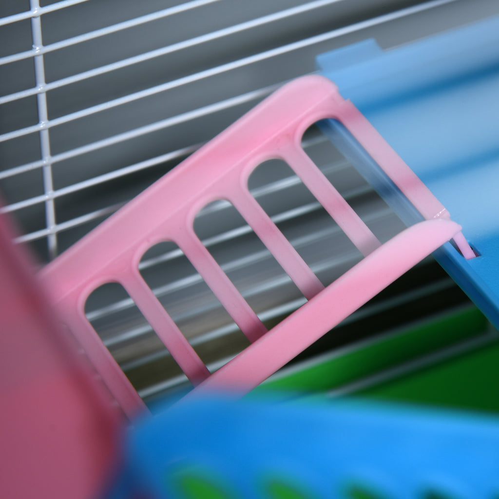 5 Tiers Hamster Cage Portable Animal Travel Carrier w/ Exercise Wheels Tube