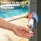 9.2 Gallon Slolar Heated Outdoor Shower with 2 Free-Rotating Shower Heads and Foot Showers for Poolside Beach Spa, 7.1ft