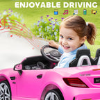 SLC 300 Licensed 12V Ride On Car for Kids with Remote Control, 2 Speeds, Battery Powered Kids Electric Car with Music, Lights, Suspension for 3-6 Years Old, Pink