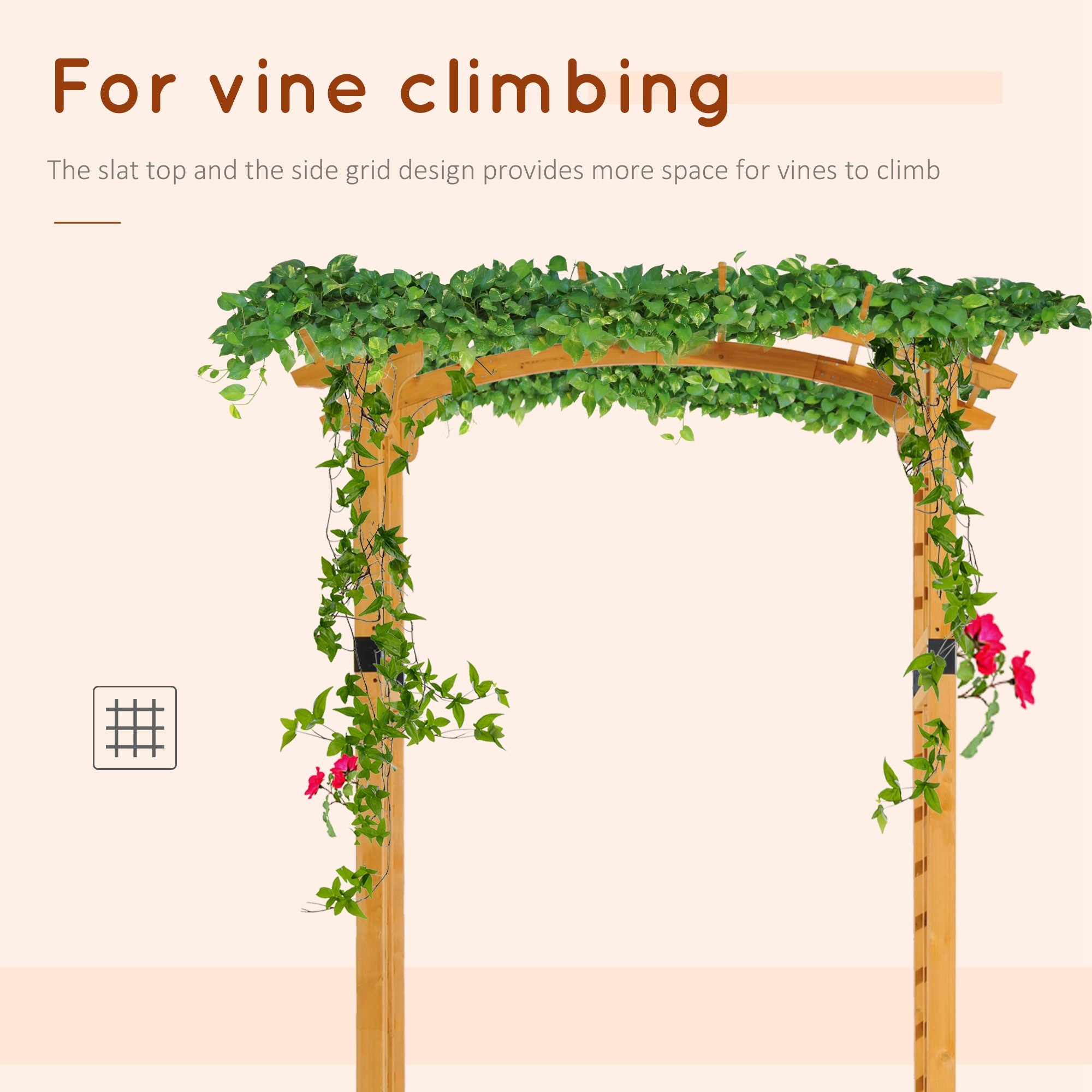 7.5' Fir Wood Round Outdoor Garden Pergola Style Arbor Arch Trellis