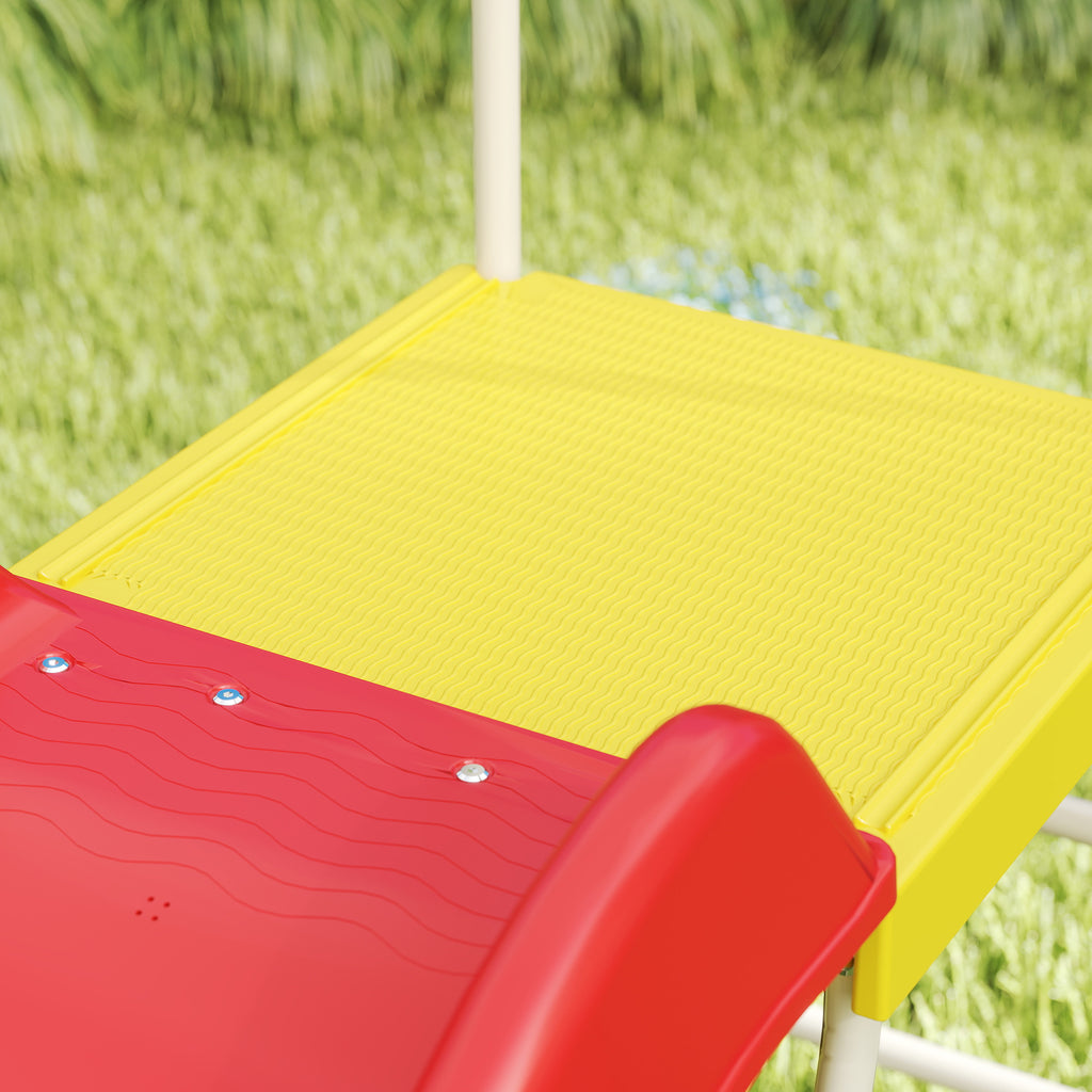 6ft Slide for Kids, Metal Freestanding Playground Equipment with Climbing Ladder, for Backyard, Outdoor, Indoor, Red