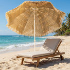 6FT Tiki Umbrella, Outdoor Hawaiian Style Patio Umbrella with 8 Ribs, Carry Bag, Outdoor Tiki Bar, Tropical Palapa