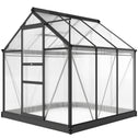 Polycarbonate Greenhouse, Heavy Duty Outdoor Aluminum Walk-in Green House Kit Vent Door, 6.2'x6.2'x6.6' Gray