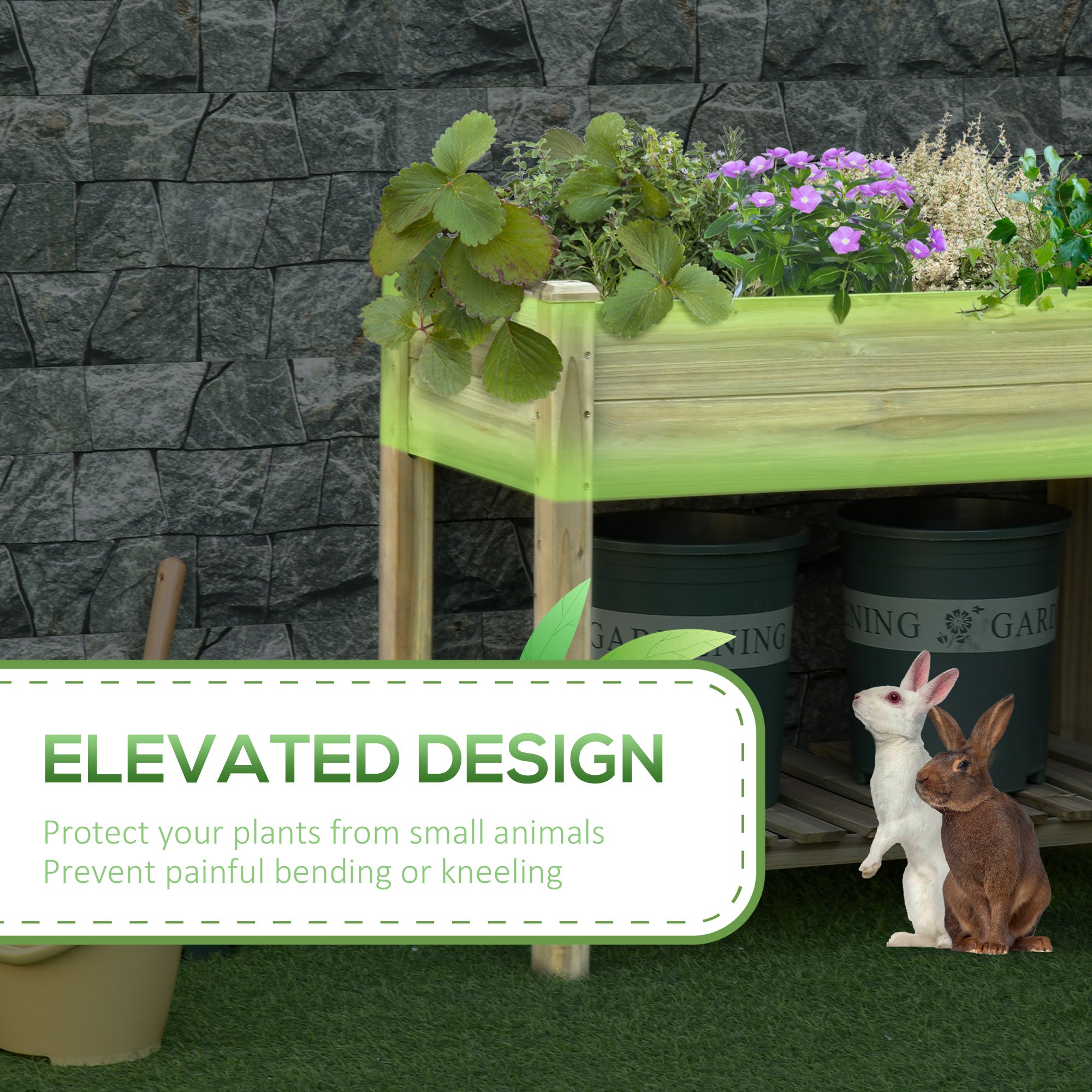 36" x 20" x 30" Raised Garden Bed, Elevated Wood Planter Box with Legs and Storage Shelf for Backyard, Patio, Balcony to Grow Vegetables, Herbs, and Flowers