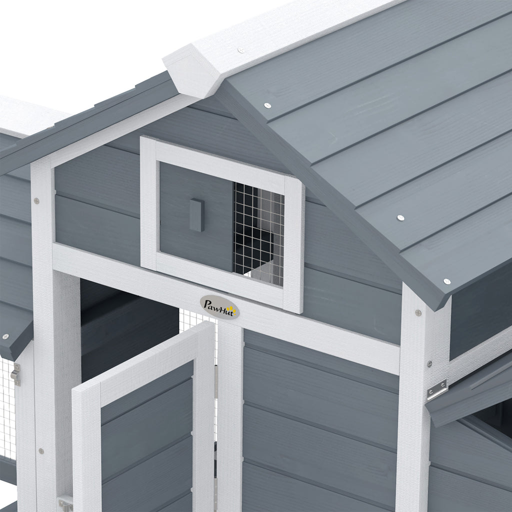 59" Small Wooden Chicken Coop Hen House Poultry Cage for Outdoor Backyard with 2 Doors, Nesting Box and Removable Tray, White