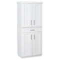 White Pantry Cabinet with Adjustable Shelving for Kitchen, Perfect for Family, White
