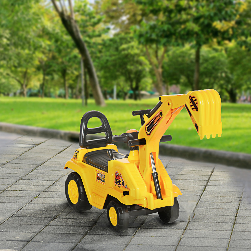 2 in 1 Ride On Toy Digger Digger Tractor Pulling Cart Pretend Play Construction Truck