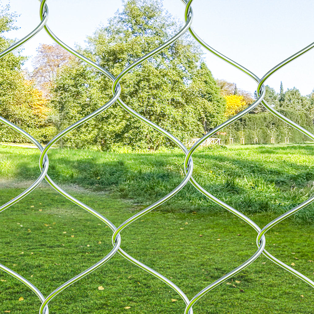 Garden Gate Chain Link Fence Gate, Galvanized Steel Garden Door for Yard Entrance Way, 47.2 x 70.9 in., Silver