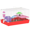 18.5" Hamster Cage with Exercise Wheel and Water Bottle, Dish, Rat House and Habitat 2-Story Design, Red
