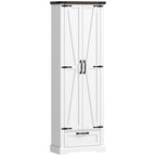 71" Pantry Cabinet, Kitchen Storage Cabinet with Adjustable Shelves, Barn Doors and Drawer for Dining Room, White
