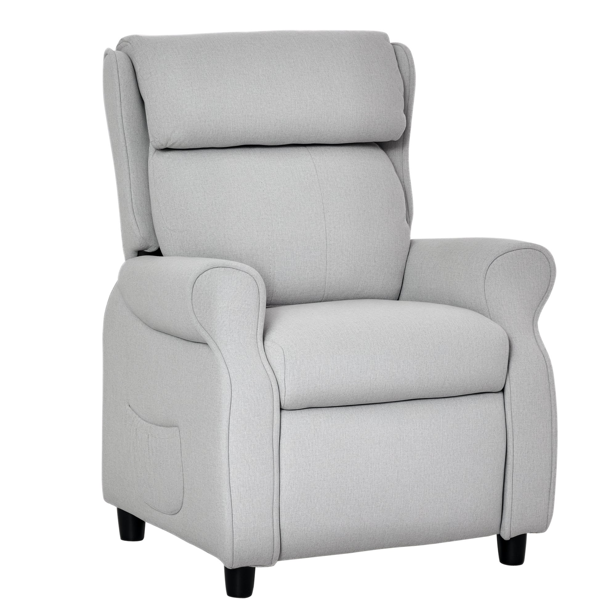 Kids Recliner Chair Children Sofa Angle Adjustable Single Lounger Armchair Gaming Chair with Footrest 2 Side Pockets for 3-5 Years, Light Grey