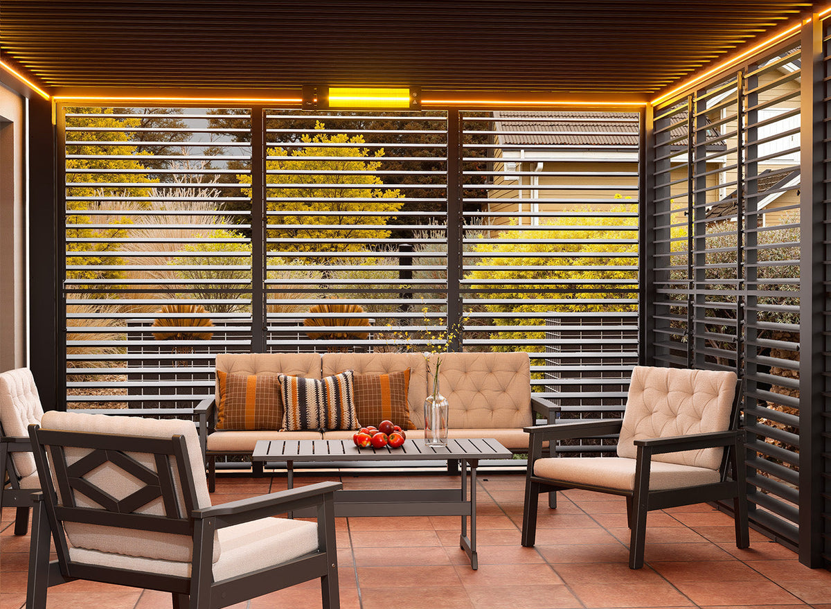 POWER+ PRO Gen 2 Motorized Pergola 13' x 33' (10-Post) White 6063-T5 Aluminum Motorized Louvers