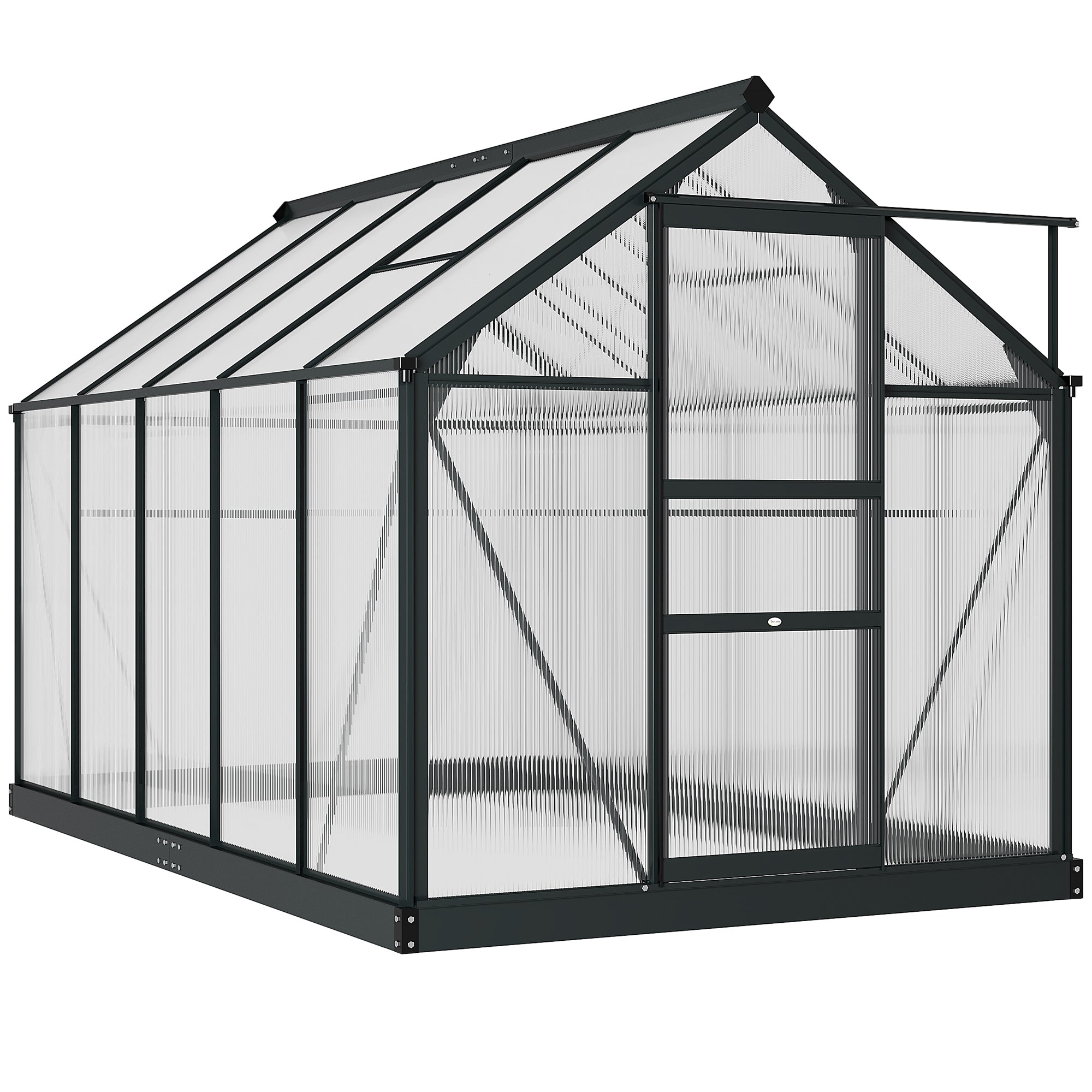 6.2' x 10.3' x 6.6' Outdoor Greenhouse with Walk-in Vent Door for Backyard Garden Gray