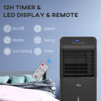 3-In-1 Ice Cooling Fan, Mobile Evaporative Air Cooler with Remote, Timer, Oscillating for Home Office, Bedroom, Black