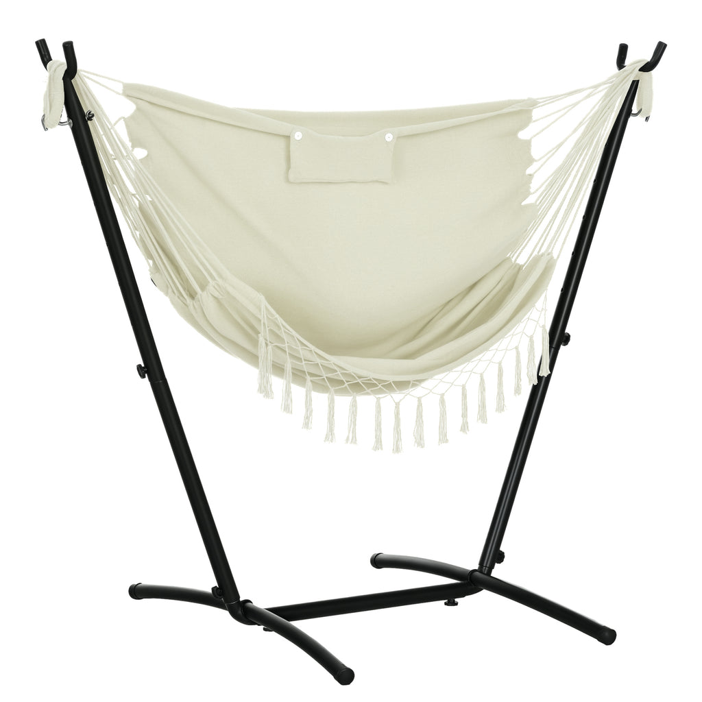 U Shape Stand Hammock Chair, Headrest Include Hammock Swing, Cream White