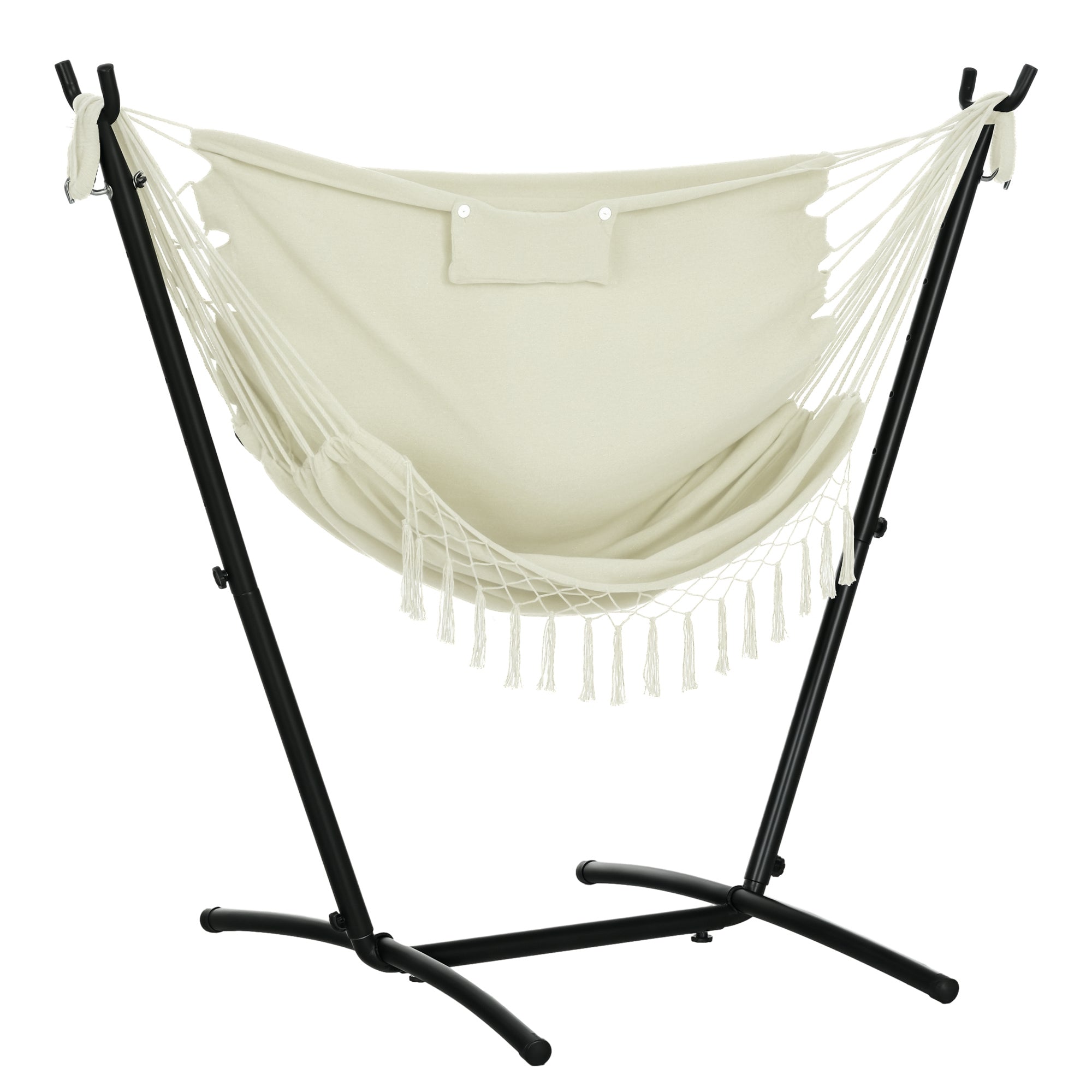 U Shape Stand Hammock Chair, Headrest Include Hammock Swing, Cream White