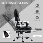6 Point Vibration Massage Office Chair with Heat, PU Leather Computer Chair with Adjustable Height Reclining Back, Black