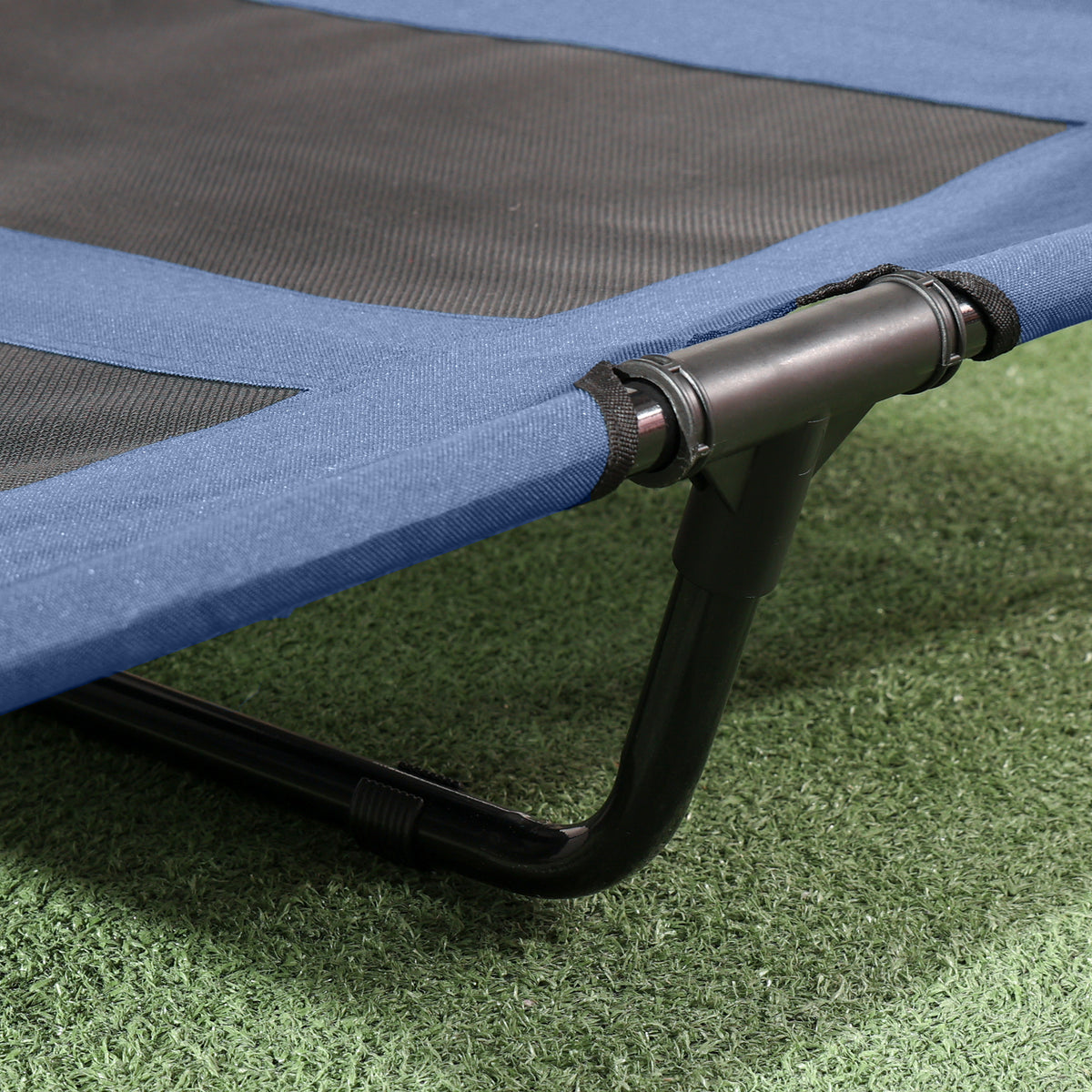 Elevated Portable Dog Cot Pet Bed with UV Protection Canopy Shade, 36 inch, Dark Blue