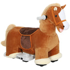 6V Battery Powered Ride on Horse with Music, Forward, Foot Pedal, Soft Touch, Washable Cover, for 1.5-5 Years Old